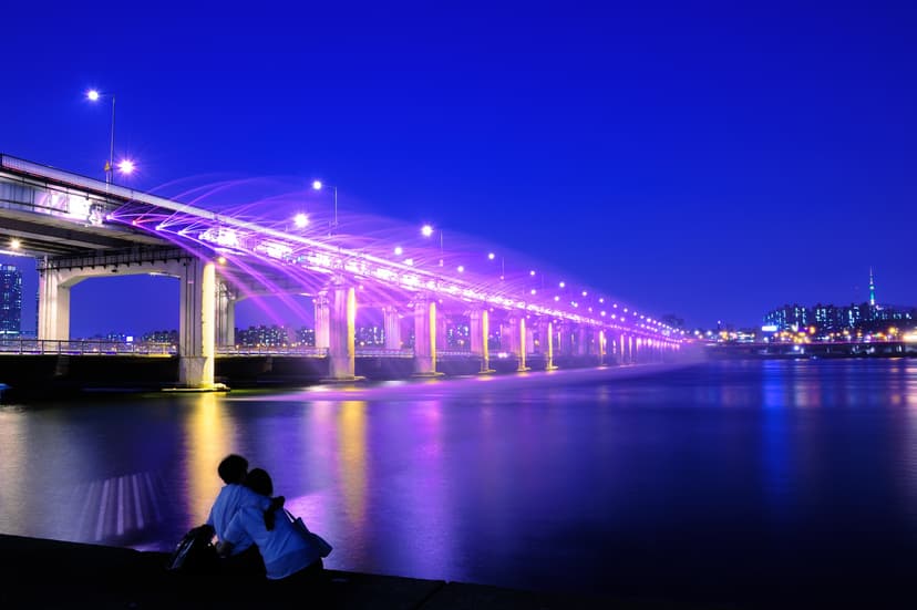 Seoul Evening Views: Banpo Hangang Park, Rainbow Fountain & Namsan Tower